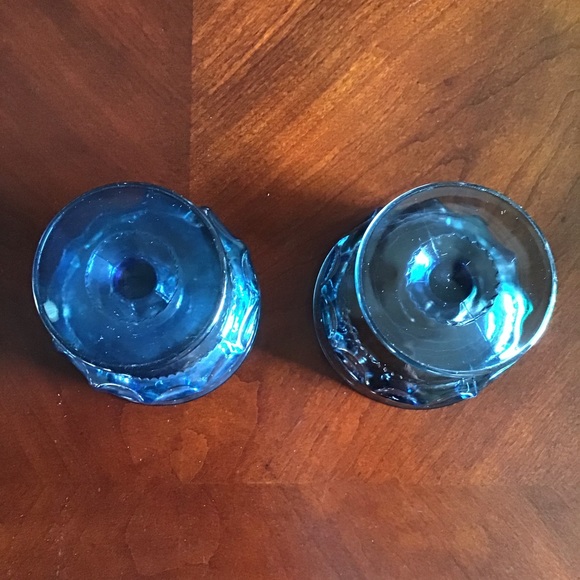 FINAL SALE Vintage Kings Crown Thumbprint Blue Champagne Desert Glasses (2) - Picture 3 of 3